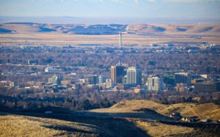Winter view of downtown Boise, Idaho and the Treasure Valley
